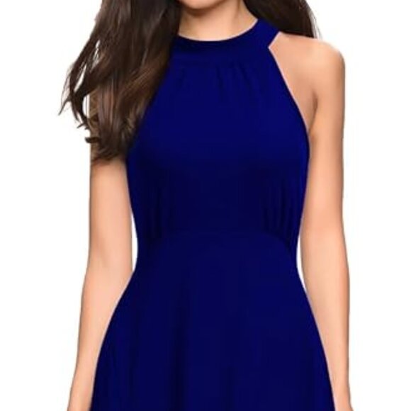 Size L WOOSEA Women's High Neck Sleeveless A-Line‎ Split Evening Cocktail Long - Picture 1 of 4